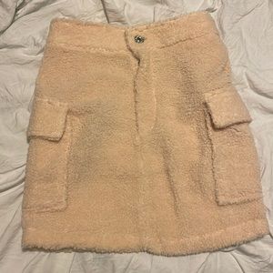 Cream teddy material skirt